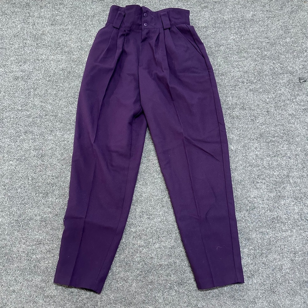 Daily Habit Trousers Womens Size 9 Purple High Waisted Pleated Tapered Vintage